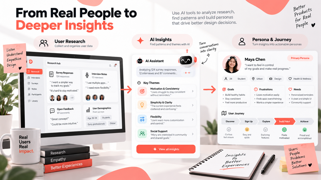 UI/UX Design With AI Tools: 7 Powerful Trends Transforming Product Design in 2026 2 UI/UX Design with AI Tools for UX research and user personas